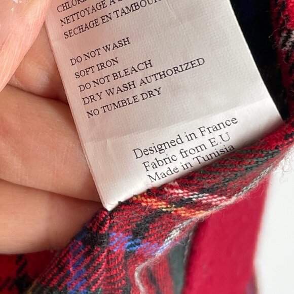 Sessun France Ted Red Cropped Pea Coat Double-Breast Wool-Blend Knit Trim Large - Picture 14 of 14